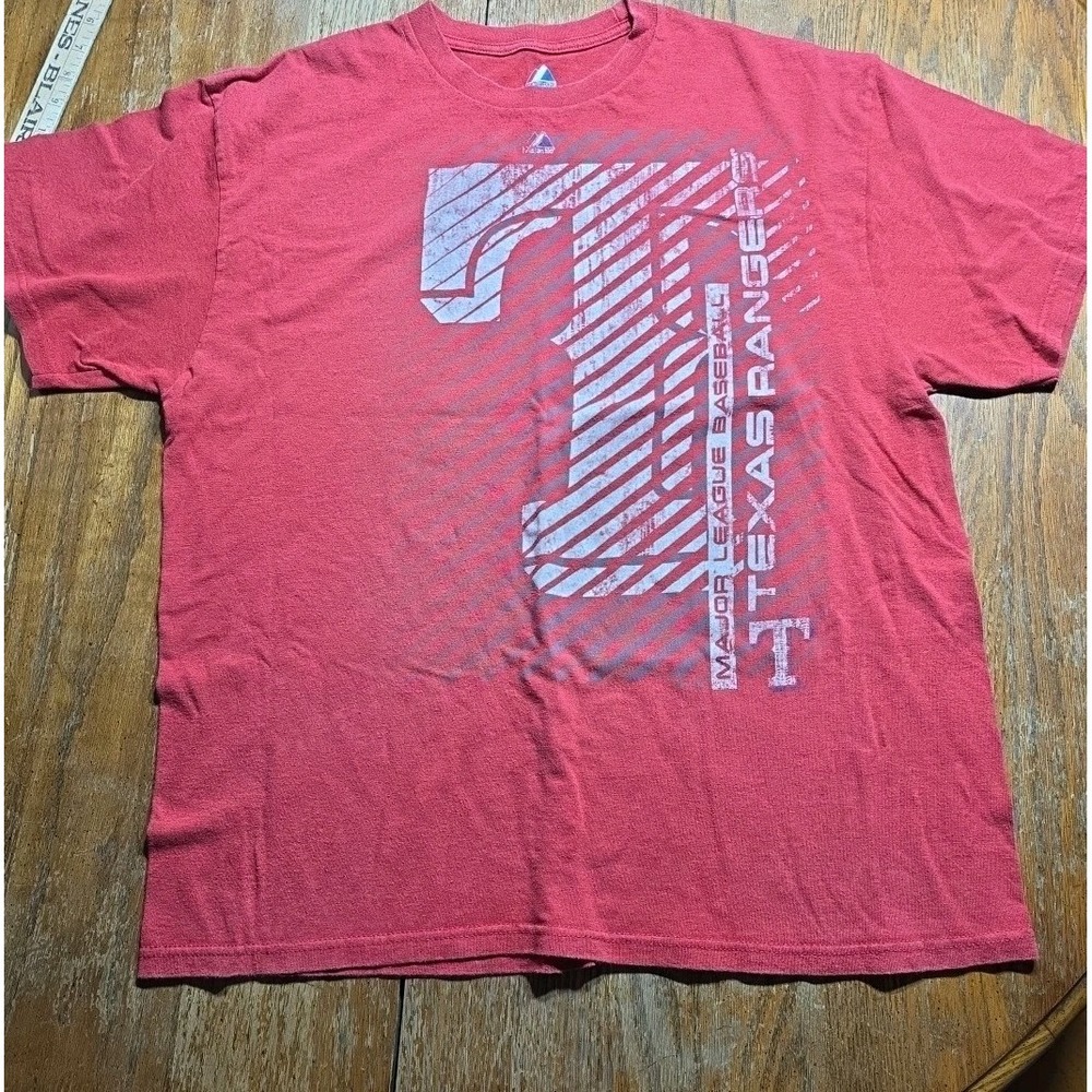 MLB MAJESTIC TEXAS RANGERS  VTG Y2K BASEBALL‎ RED T SHIRT MENs SZ XL AOP